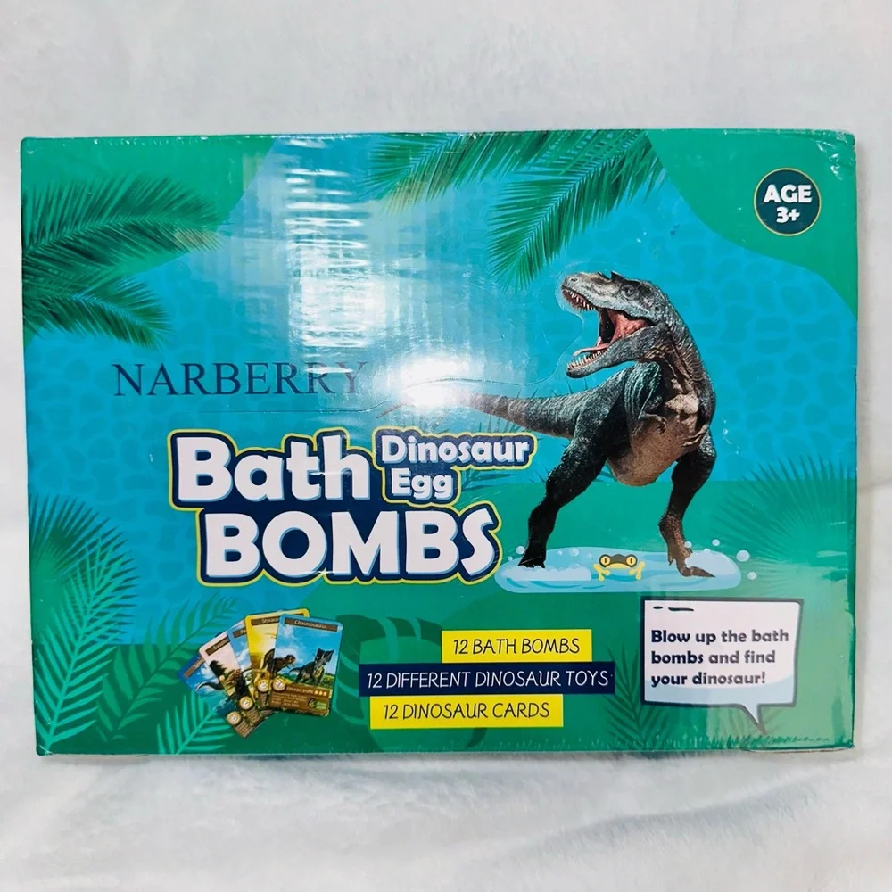 New in Box 12pc kids bath bomb dinosaur set